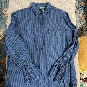 Ralph Lauren mens classic fit indigo linen shirt. Size Large.